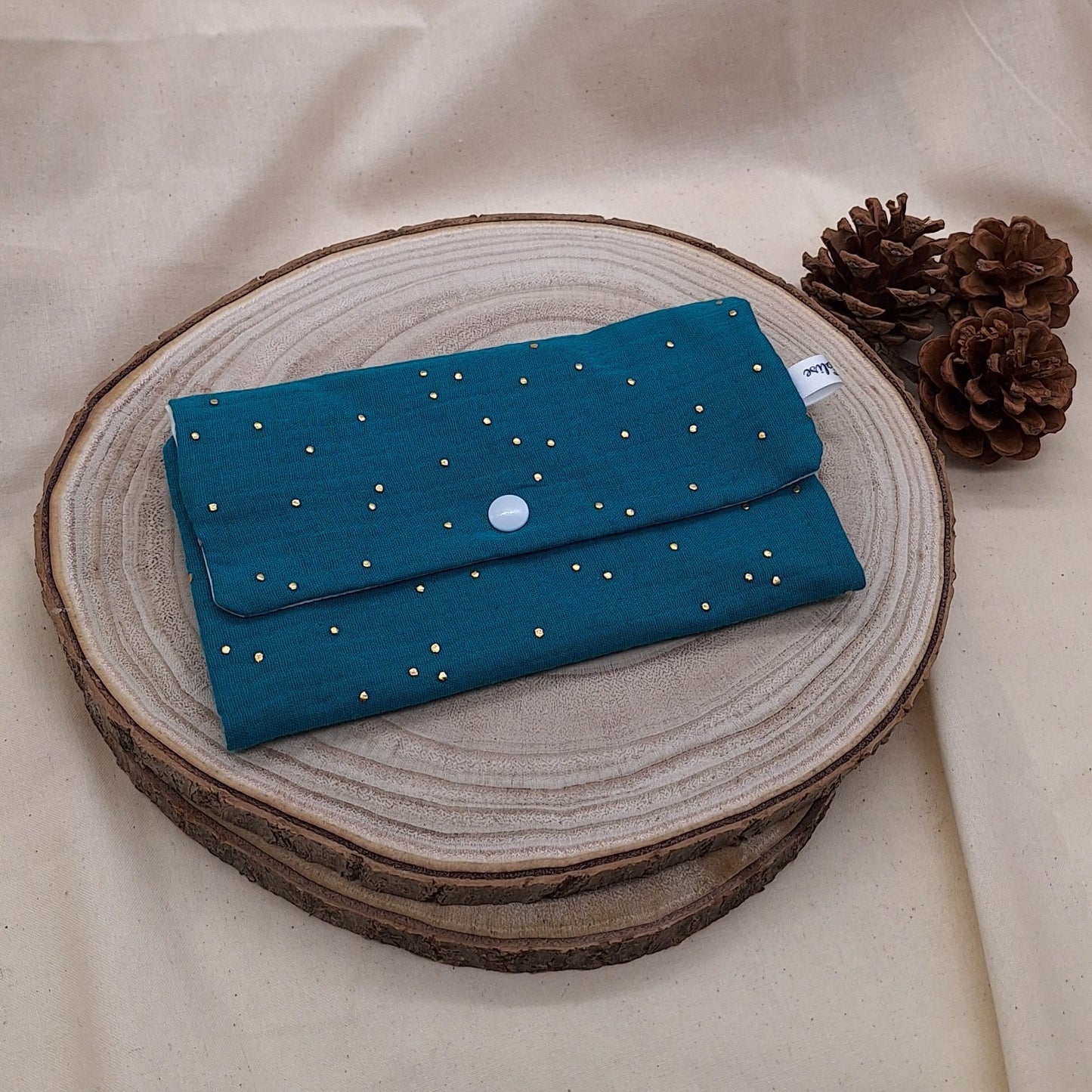 Pochette à barrettes _ Vert à pois