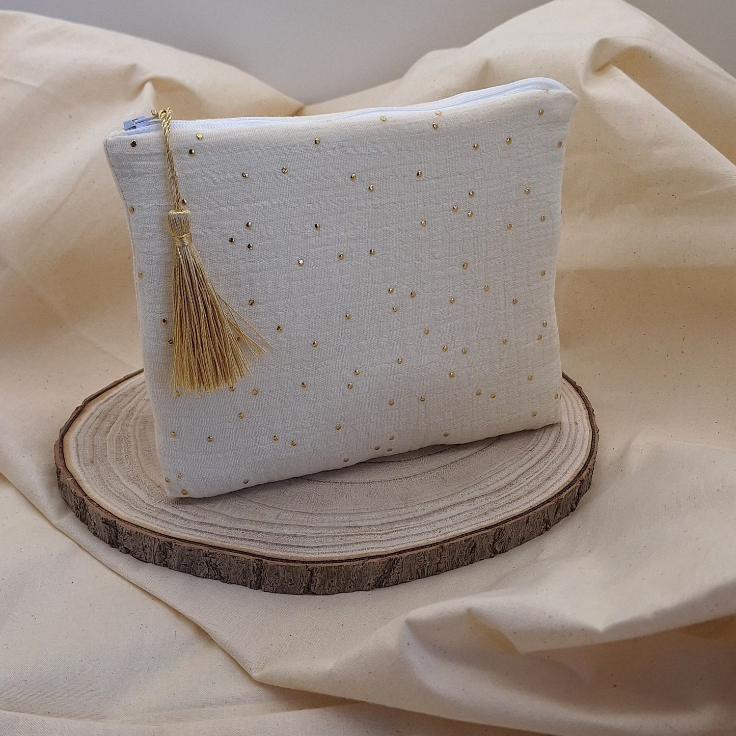 Pochette _ Ecru à pois