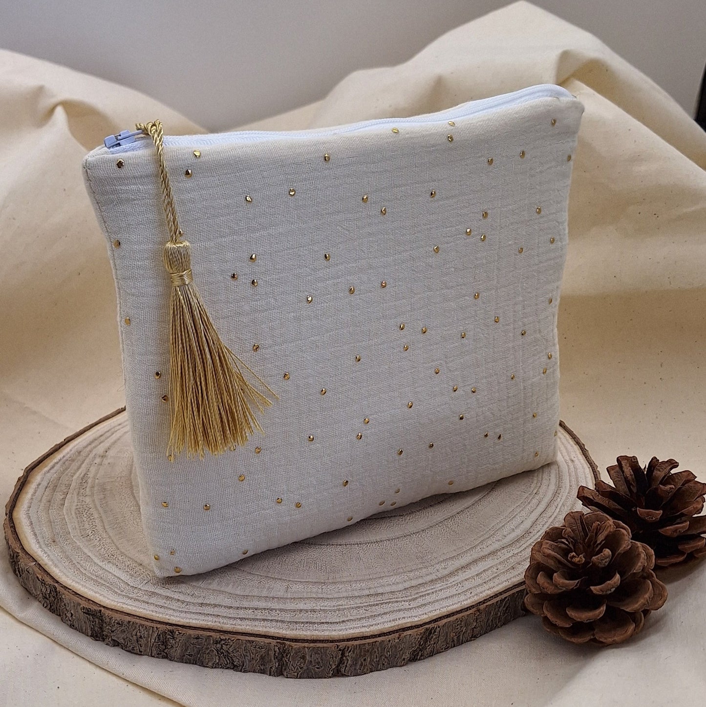 Pochette _ Ecru à pois
