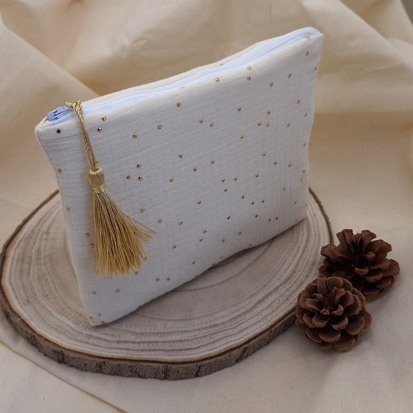 Pochette _ Ecru à pois
