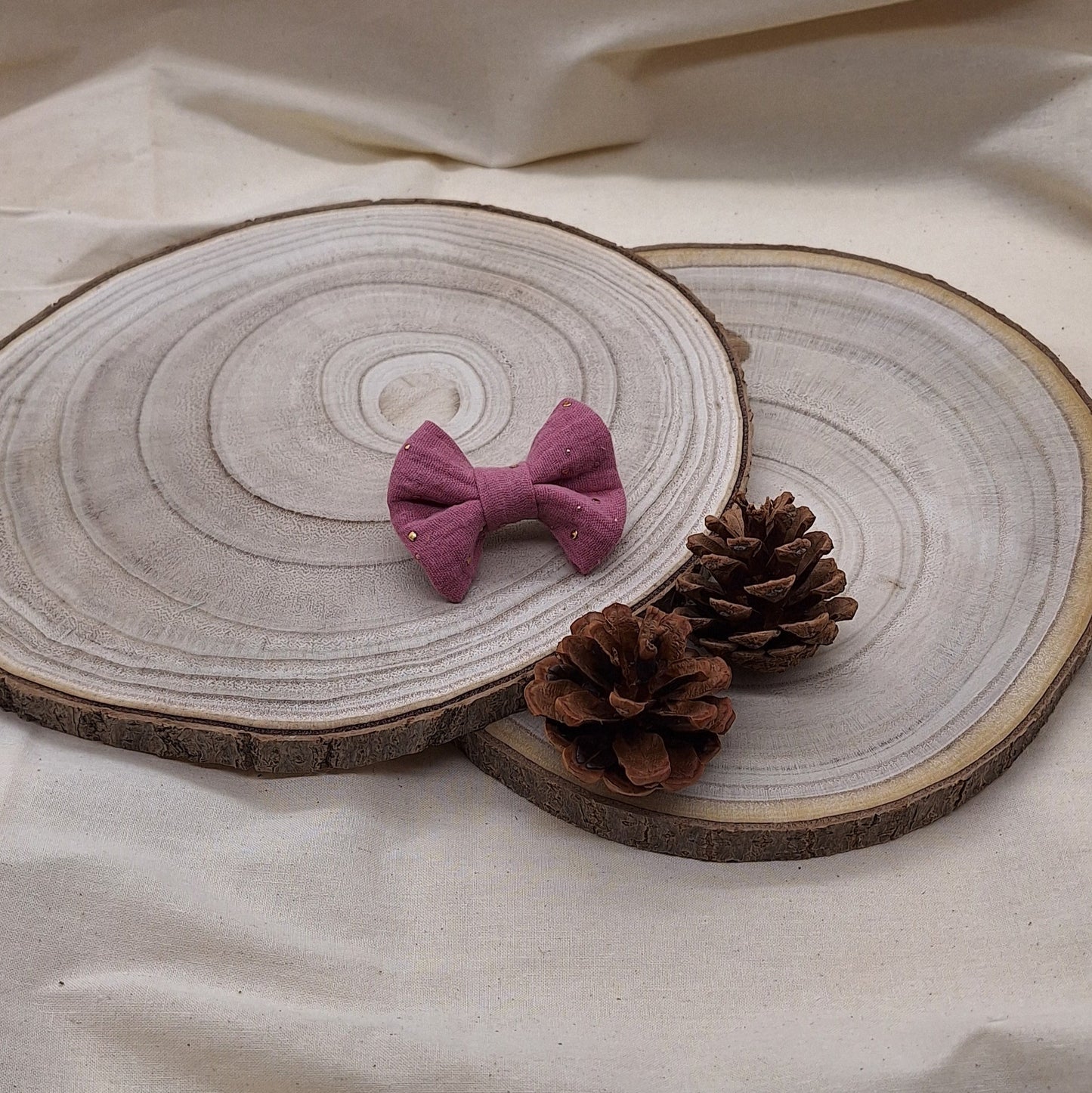 Barrette _ Rose à pois
