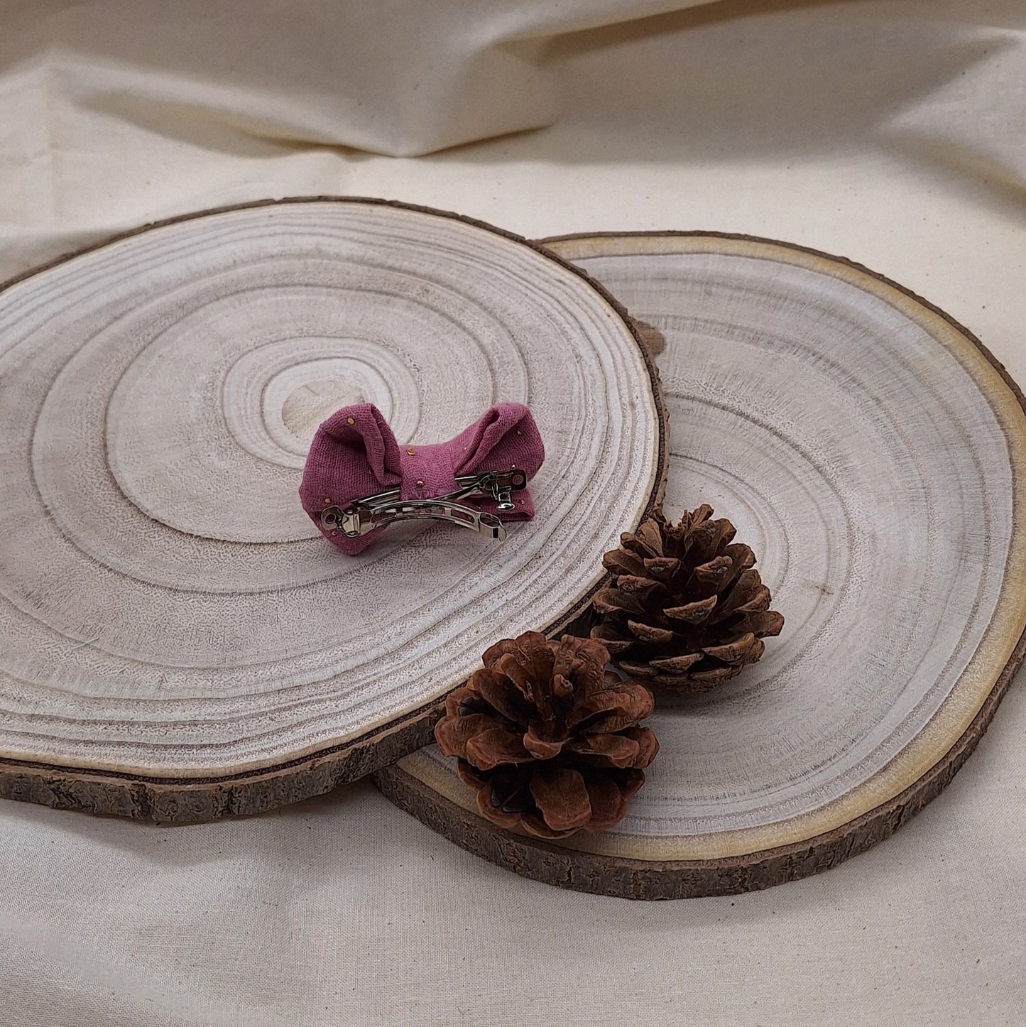 Barrette _ Rose à pois