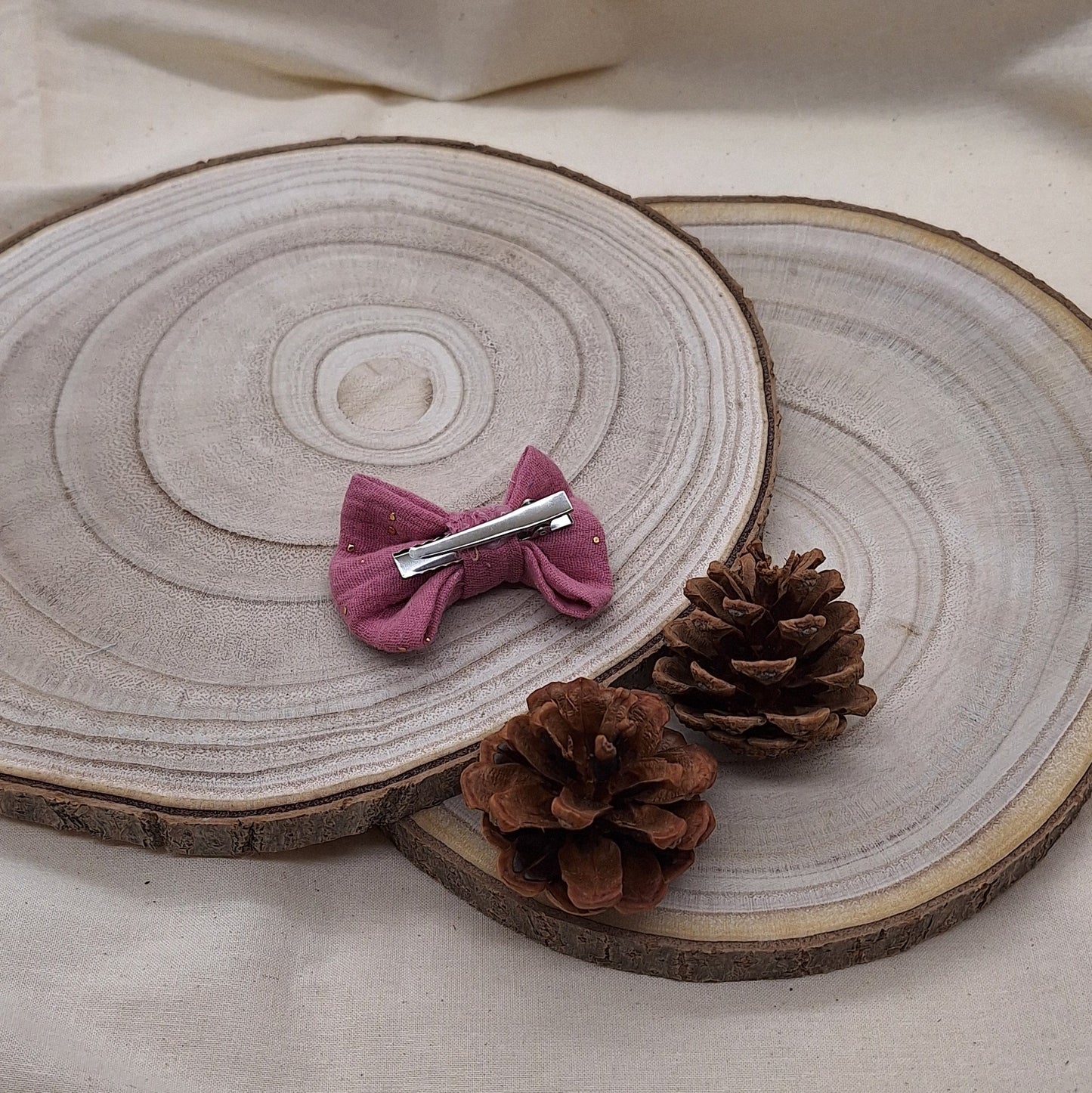 Pince croco - Rose à pois
