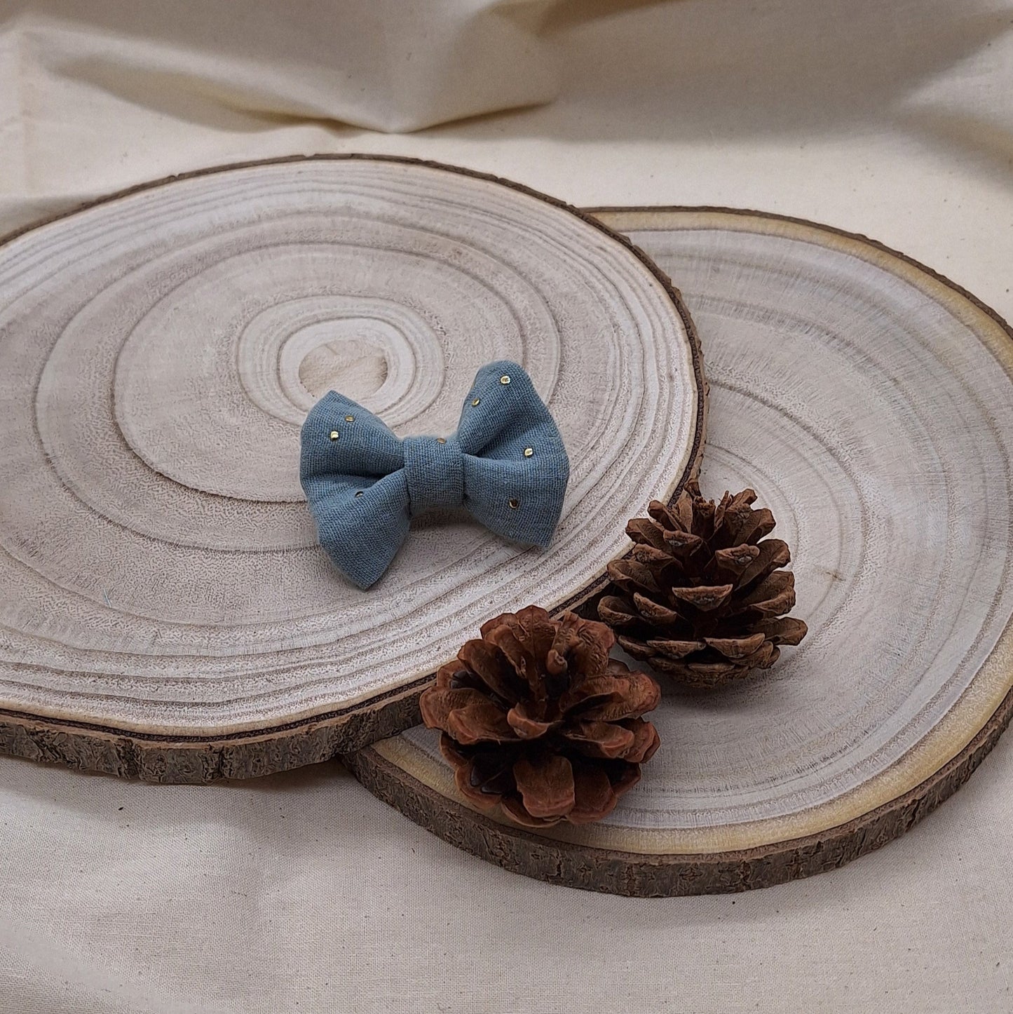 Barrette _ Vert de gris à pois