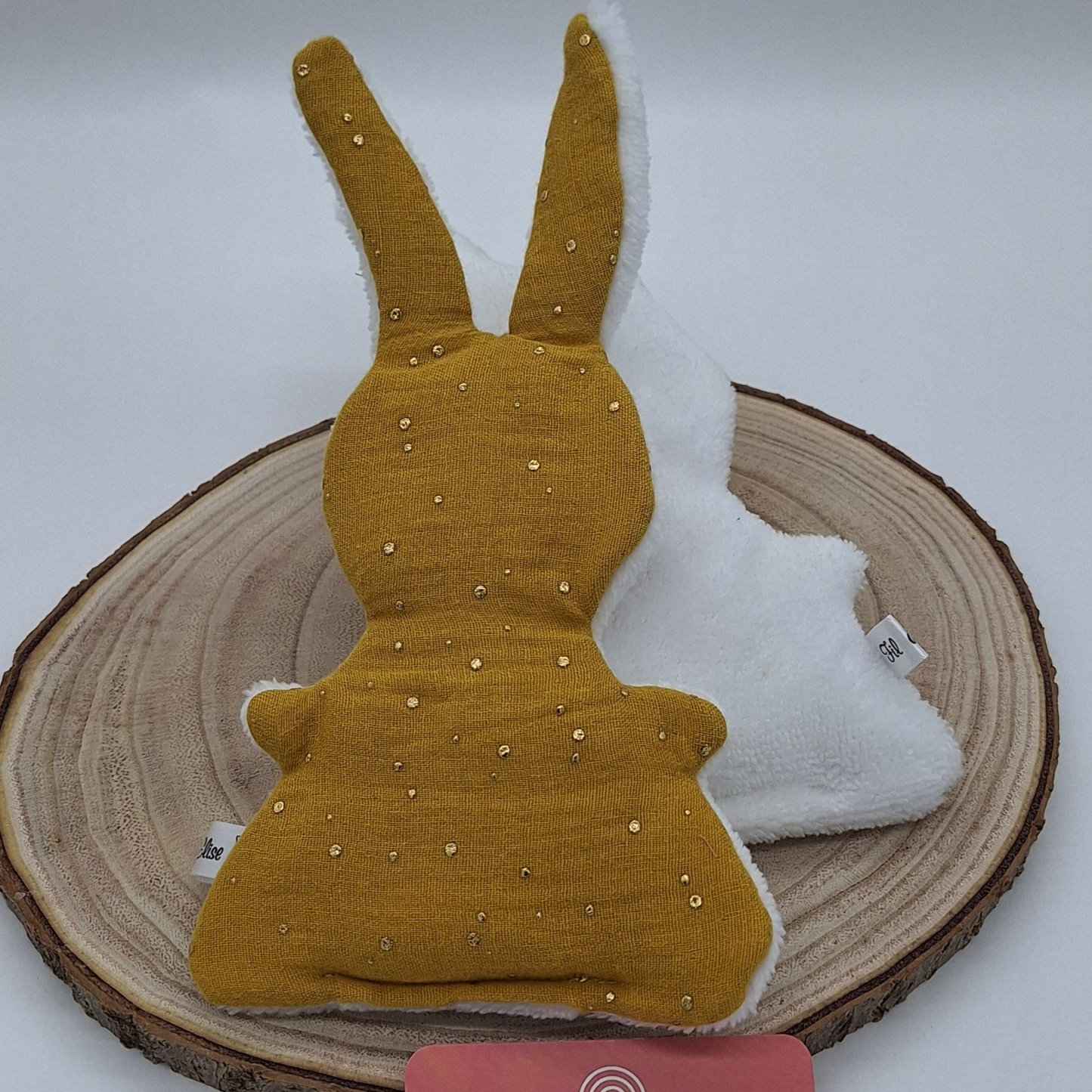 Doudou lapin _ Ocre à pois