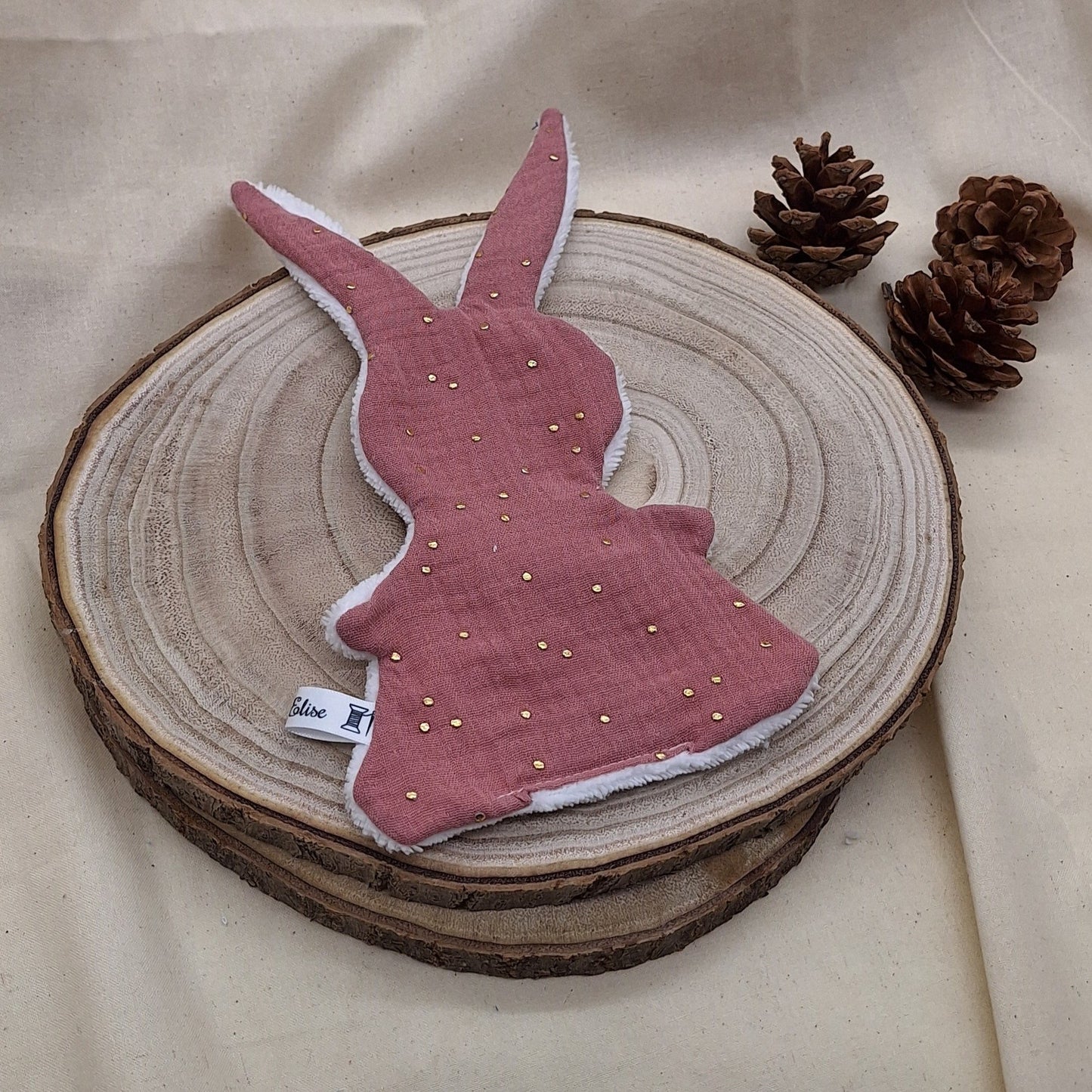 Doudou lapin _ Rose à pois