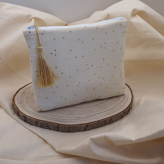 Pochette _ Ecru à pois